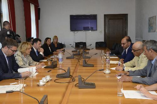 Pierpaolo Roberti (Assessore regionale Autonomie locali, Sicurezza e Politiche comunitarie) con il prefetto Annapaola Porzio all' incontro con la delegazione libica nell’ambito del progetto “Pilot Action in Fishery Sector for Libya Economic Development” - Trieste 19/07/2018